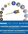 Dremel EZ Lock 11-piece cutting accessory kit with mandrel and assorted discs (blue/bronze).