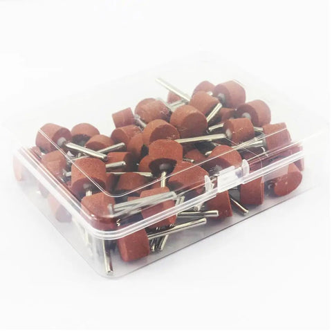 Set Of 50 Rotary Grinding Stones With 1/8 Inch Shank For Rotary Tools Aluminum Oxide Abrasive Mounted Bits For Sharpening, Grinding And Sanding 15mm Grinding Points in plastic box.