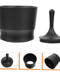 Aluminum Alloy Espresso Dosing Cup With Flat Base For Coffee Machines And Barista Use Portable Powder Collector Cup For Cafe Shop Supply Home And Office Durable Handle Pro Grade, black color