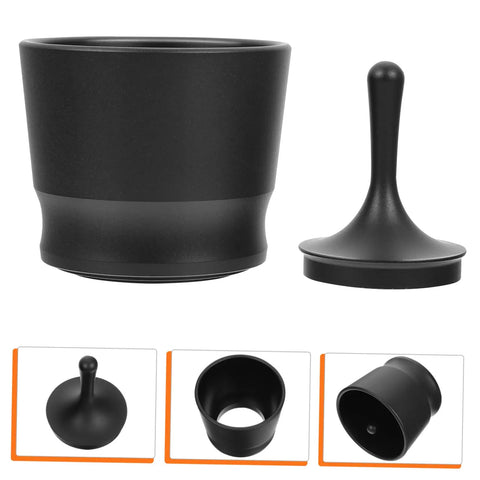 Aluminum Alloy Espresso Dosing Cup With Flat Base For Coffee Machines And Barista Use Portable Powder Collector Cup For Cafe Shop Supply Home And Office Durable Handle Pro Grade, black color