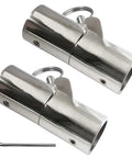 Two Pack Folding Swivel Tube Joint Connector For 1 Inch OD Stainless Steel Boat Handrail Fittings 316 Marine Grade With Mirror Finish For Saltwater Use 180 Degree Fold, shown closed