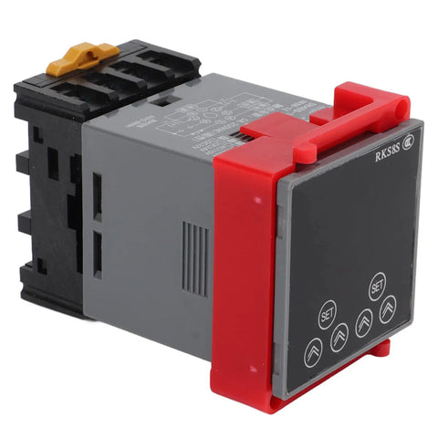Time Relay Delay Timer With LCD Display Pro Grade 3 Modes 0.01S 9999H Delay Range Rugged Industrial Automation Electrical Component With Flame Retardant Housing AC110V Copper Galvanized Alloy Pins, front view