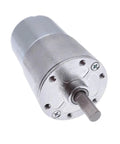 Heavy Duty DC Gearmotor Designed With High Torque Output In 12V Or 24V Specs for robotic chassis swaps, silver metal finish, compact size.