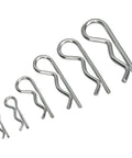 Assorted R Clip Kit 100 Pieces For M1 To M2.5 Hairpin Retaining Pins With Double Coil Design on white background
