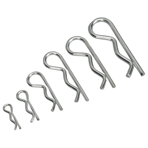Assorted R Clip Kit 100 Pieces For M1 To M2.5 Hairpin Retaining Pins With Double Coil Design on white background