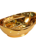 Countertop Bathroom Sinks Ceramic Wash Basin Golden Sink with smooth surface and elegant curves, ideal for stylish bathrooms.