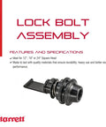 Heavy Duty Lock Bolt Assembly With Square Heads For 12, 18, And 24 Inch Square Heads, Built From Durable Steel, product specifications visible.
