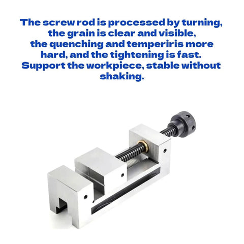 Heavy Duty Right Angle Vise With High Precision Flat Jaw Pliers For CNC Milling Machines And Grinders Built Damn Tough Industrial Steel Construction That Slams Tight And Holds Like A Boss Shop Ready Tool, detailed screw rod and jaws view.