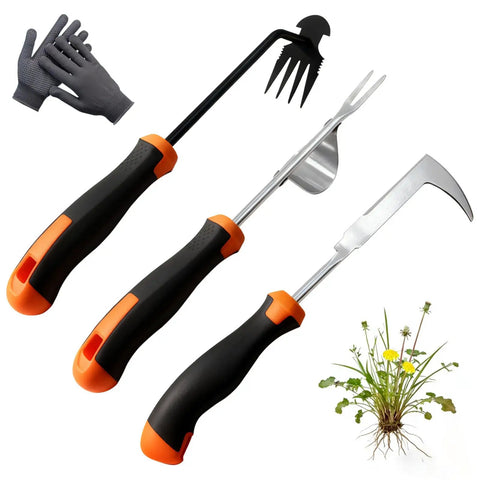 3 Pack Hand Weeder Tool Set With Stainless Steel Weed Puller, Grab And Go Portable Garden Weeding Tools with ergonomic handles