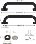 Dimensions of Matte Black Shower Grab Bar 12 Inch One Inch Diameter Heavy Duty Stainless Steel Safety Handle Wall Mounted