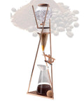 Premium Smooth Cold Brew Drip Tower With Sturdy Stainless Steel Stand Adjustable Flow Controller Iced Coffee Maker showcasing glass tube and coffee pitcher.