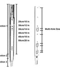 Rock Solid Premium Soft Close Drawer Slides Full Extension Side Mount Ball Bearing Runners With Easy Bolt Install Kit For Kitchen Cabinets And Toolboxes Silver 45 Cm showing multi-hole design for adjustable mounting options.