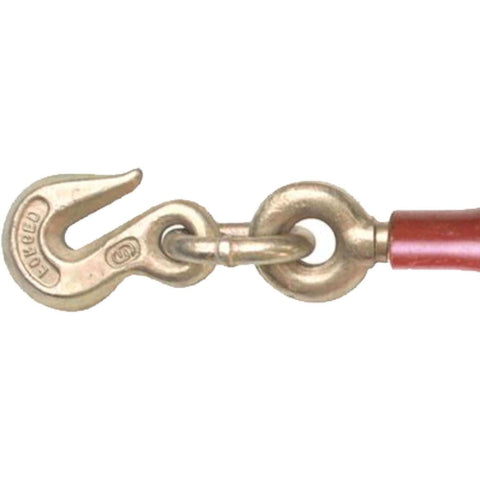 Beefy Ratchet Chain Binder With 2600 Pound Load Capacity LDR 14 showing alloy forged hook and electro welded links, gold zinc plating.