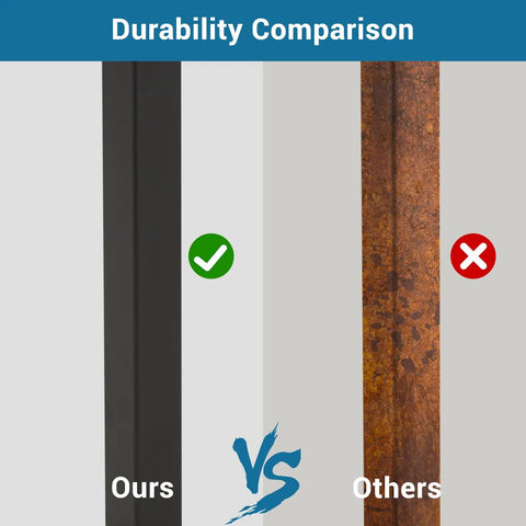 Durability comparison of Heavy Duty Six Step Outdoor Stair Railing Kit Built Damn Tough With Galvanized Supports against rusty alternative.