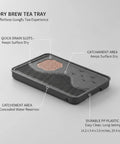 Zero Drip Drama Gongfu Tea Station Serving Tray With Imitation Ebony Stone Finish And Smart Catch Basin Design Keeping Your Living Room Setup Totally Stress Free All Day, durable PP frame, 14.2 x 9.4 x 2 inches.