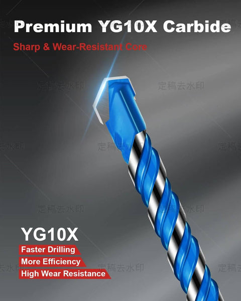Blue-coated 6-inch YG10X carbide masonry drill bit with spiral flute
