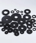 Tough As Nails 300 Pack M6 Flat Washers Made From Black Oxide 304 Stainless Steel with various sizes visible.