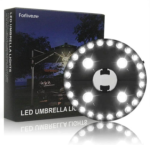 Cordless Patio Umbrella Light With 28 LEDs And 3 Lighting Modes Dim Four LED Bright 24 LED And Super Bright 28 LED