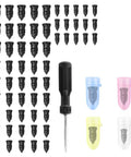 Self Service Tire Plugs Kit With Screwdriver 60Pcs Universal Emergency Tire Repair Tool Screw In Puncture Fix Kit For Cars Quick 10 Second Patch Car Accessories black plugs and screwdriver with color-coded cases