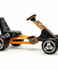 Side view of Realtree Licensed Pedal Go Kart for kids ages 3 to 6, with easy pedals, smooth rolling wheels, and durable steel frame.