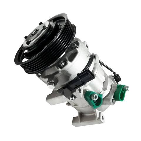 Top Shelf Air Conditioning Compressor With Heavy Clutch Quick Fix Fitment For Hyundai Accent And Kia Rio 2012 To 2017, silver and black design