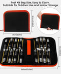 Remote Control Car Tool Kit 16 Piece Screwdriver Set with titanium alloy drivers and storage bag, dimensions shown in image.
