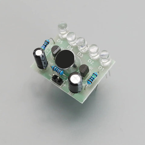 Top view of Sound Activated LED Melody Light Kit For Hands On Soldering Practice And DIY Electronics Projects With Voice Activated LEDs