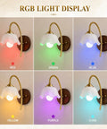 Vintage Wireless Wall Sconces Set of Two Dimmable Rechargeable Wall Sconce with RGB light display in six colors.