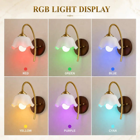 Vintage Wireless Wall Sconces Set of Two Dimmable Rechargeable Wall Sconce with RGB light display in six colors.