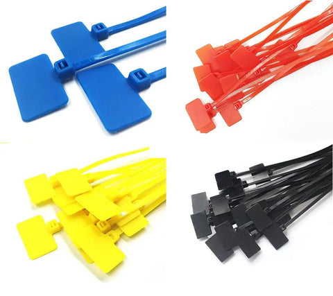 250 Pack 6 Inch Self Locking Nylon Cable Ties Multicolor For Wiring And Network Cables With Label Tag Area 1x0.6 Inches Angled Tail