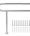 Rock Solid 32X28 Inch Brushed Nickel Toilet Grab Bar With T Shape Leg Heavy Duty 304 Stainless Steel Anti Slip Safety Rail with screws.