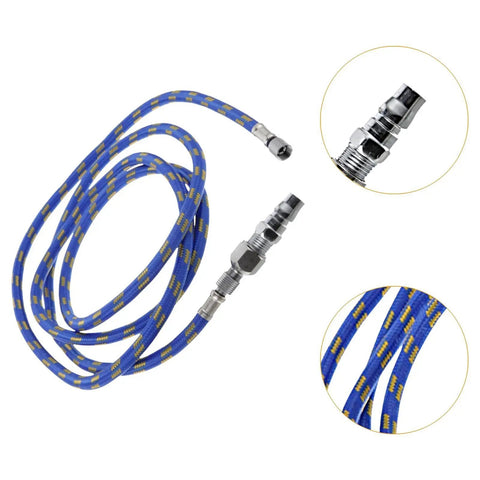 Badass Braided Air Hose Adapter Connector Fitting Fits Spray Gun Tool Kit Flexible PE Material Extension Link 1 8 Meters Length For Air Compressor System Totally Tough Build For Contractors Or Diy Guys Want Pro Flow No Leaks While Painting Walls blue braided hose with metal fittings