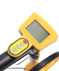 Close-up of Badass Digital Measuring Wheel Telescoping Handle with bright screen and control buttons for landscaping jobs.