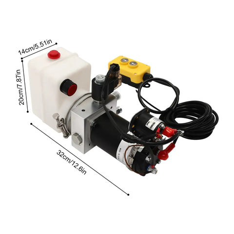 Twelve Volt Single Acting Hydraulic Pump With Beefy Eight Hundred Watt Copper Motor And Sixteen Foot Wired Remote For Dump Truck Bed Lift Rig And Zero Hassle Car Hauler Platform