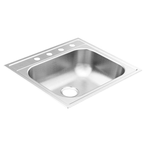 2000 Series 25 Inch 20 Gauge Drop In Single Bowl Stainless Steel Kitchen Sink With Four Holes QuickMount Easy Fit And Sound Shield Noise Reduction For Quiet Durable Performance
