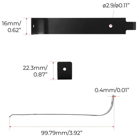 Smooth Operator Cage Nut Remover Tool For Car Door Rack And Cabinet Pry Plate Disassembly 10 Cm Black Heavy Duty Auto Gear Handles shown from above with dimensions.