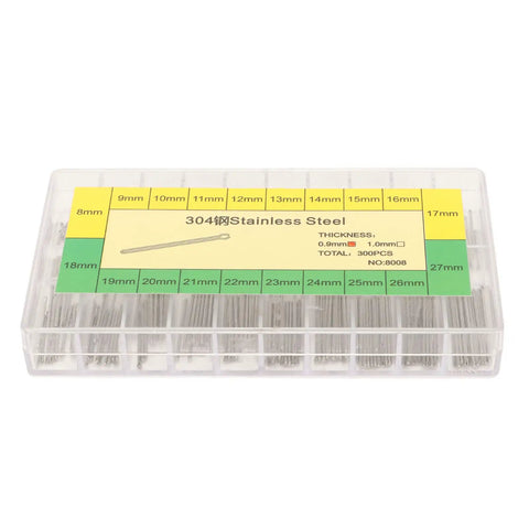 Pro Grade Durable Stainless Steel Watch Band Link Cotter Pins Kit, 300 Pcs Assortment For Watch Repair in plastic case