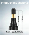 TR600HP tire valve stem; heavy-duty rubber snap-in, 0.453 in rim hole, front view.