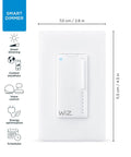 Front view of 2 Pack Wi Fi Dimmer Switch Turns Any Dimmable Light Into A Smart Home Device No Hub Needed Easy Setup Works With Your 2 4Ghz Wi Fi White Finish And Voice Control Ready For Modern Homes, showing dimensions