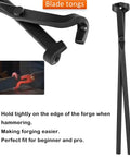 Heavy Duty Forge Day Essentials Four Pack Knife Making Tongs Set With V Bit Bolt Tongs Wolf Jaw Tongs Flat Tongs And Blade Tongs shown