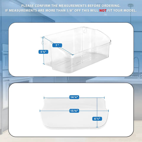 Dimensions of Durable Refrigerator Door Bin Replacement Shelf For Frigidaire Kenmore Electrolux, 13 Inch Wide, 240356402