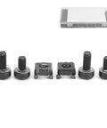 M6 Cage Nut And Screw Kit For Racks And Cabinets, Heavy Duty Carbon Steel Fasteners In Black Finish, Tool Free Quick Install Spring Loaded Cage Nuts With Screws For Chassis, Controllers, Vehicles, And Railways, 100 Nuts And 100 Screws, black M6 set