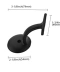 Heavy Duty Zinc Alloy Stair Brackets Matte Black Handrail Support 5 Pack dimensions of 3-1/8" height and 2-1/8" base for stable installation.