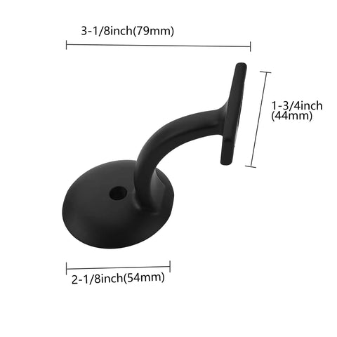 Heavy Duty Zinc Alloy Stair Brackets Matte Black Handrail Support 5 Pack dimensions of 3-1/8" height and 2-1/8" base for stable installation.