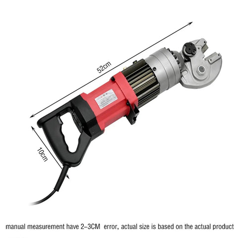 Premium Heavy Duty Electric Rebar Cutter Featuring Brushless Motor For Fast Hydraulic Cutting Of Steel Rods Up To 14Mm with dimensions 52cm by 10cm.