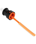 Rhino RV Tote Tank Gauge For Spill Free Filling And Dumping No Mess Easy Install Attaches To Standard Garden Hose Universal Fit For Most Tote Tanks Vent While Filling Or Dumping And Prevents Overfills, black plastic and orange tube