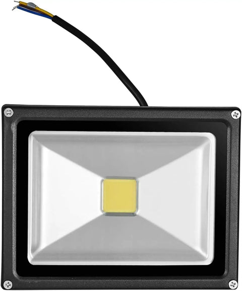 JUDYSSY Led Flood Lights 20W, 3000K Warm White Led Floodlight Outside, 1500-18, showing adjustable metal bracket and wires.