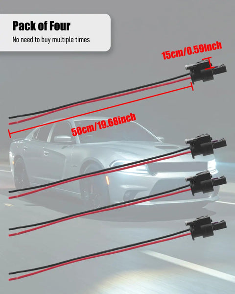 Dodge Charger Side Marker Light Pigtail Connector Wire Harness 2015 To 2023 Beefy Copper Core Wiring pack of four with measurements