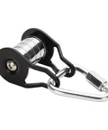 Slack Line Pulley Kit With Smooth Glide Zip Line Slider for Backyard Obstacle Course, metal construction with carabiner clip, side view