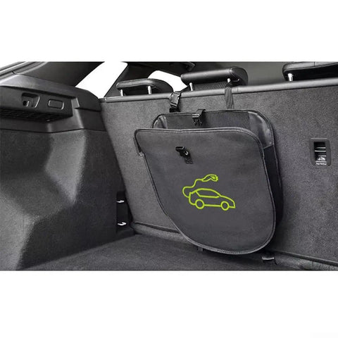 Keep Your Setup Tight With This Roll Out Ready EV Cable Tote designed for secure storage in vehicle trunks.